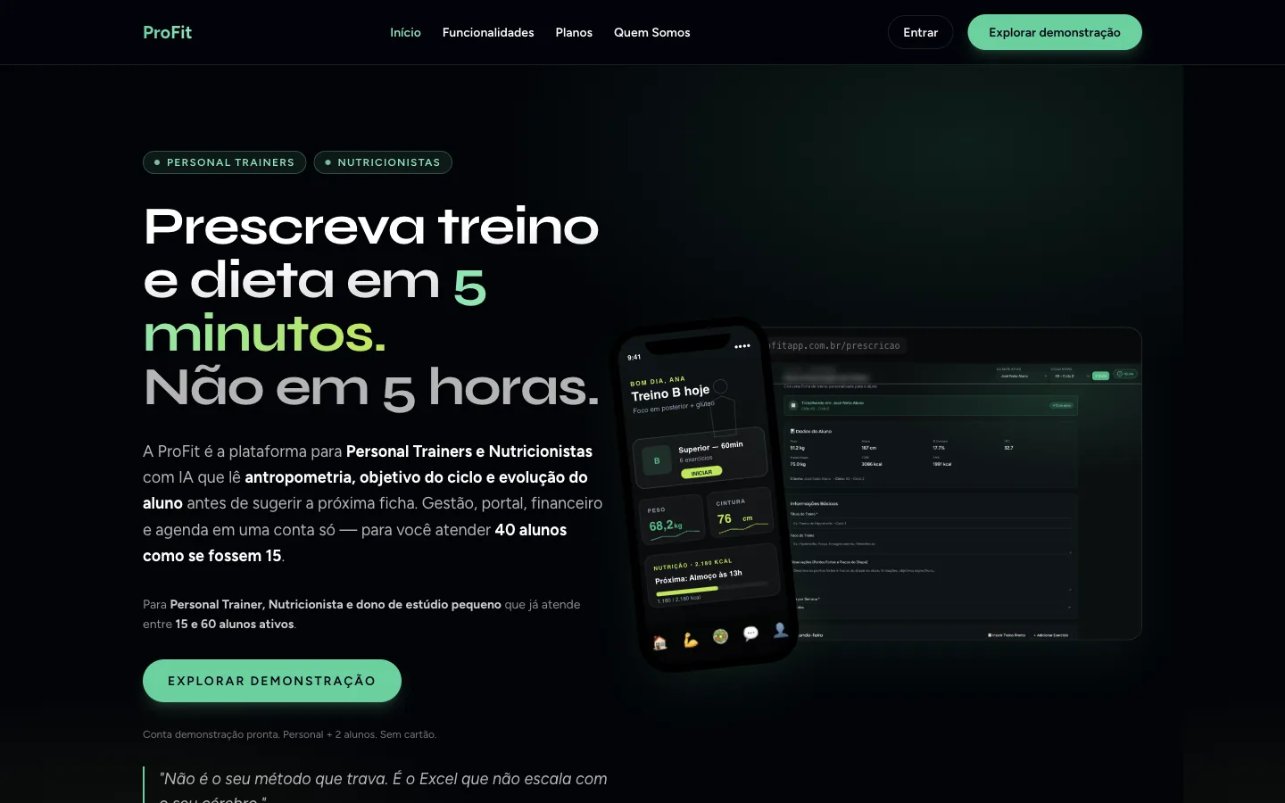 Captura do projeto ProFit